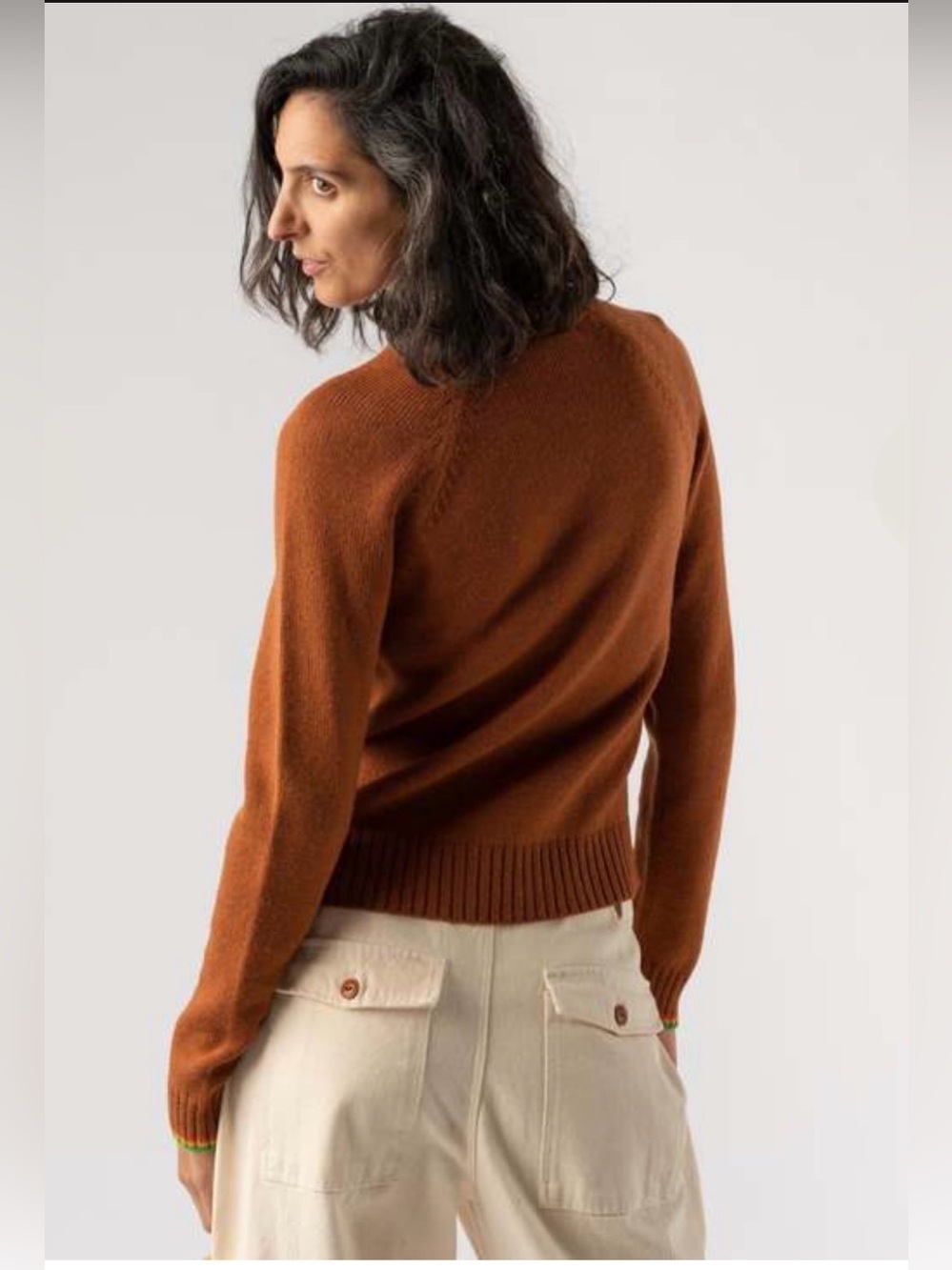 Rachel Antonoff Rainbow Cookie Sweater Rust Brown Medium - Picture 2 of 11